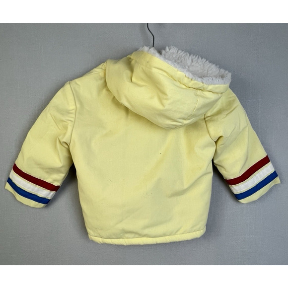 Vintage Winter Coat Unisex 2T Yellow Polara Hoodie Zip Front Warm Outerwear - Picture 4 of 8